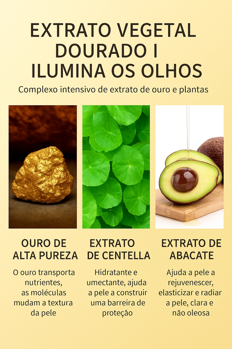 Lifting Imediato para Olhos: Máscara Ouro e Colágeno que Apaga Olheiras e Bolsas - 60 Pares
