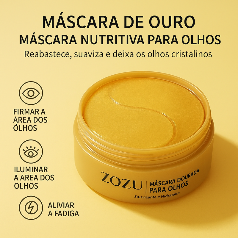 Lifting Imediato para Olhos: Máscara Ouro e Colágeno que Apaga Olheiras e Bolsas - 60 Pares